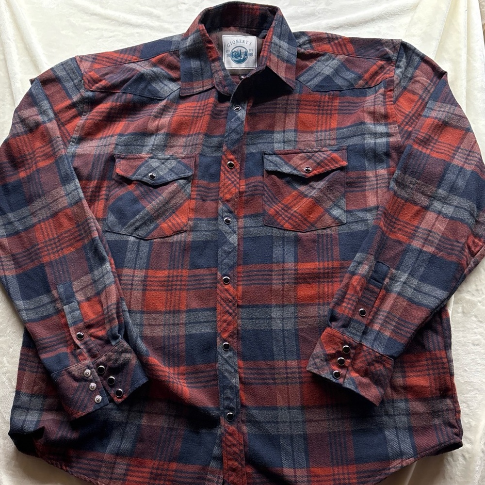 Gioberti Men’s Western Plaid Flannel Checkered Pearl Snap Down Long Sleeve Blue